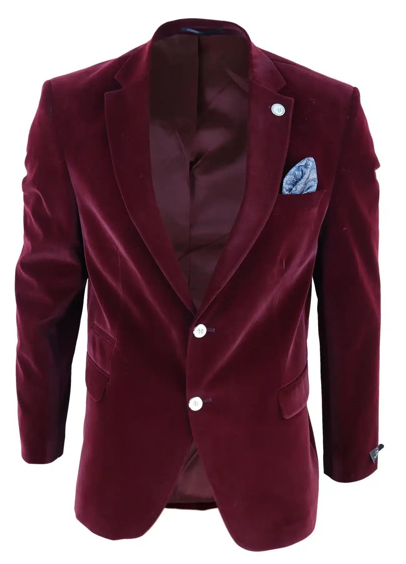 Moški žametni suknjič, suknjič z 2 gumboma, elegantno-ležerni, formalni, krojen kroj - vinsko moder