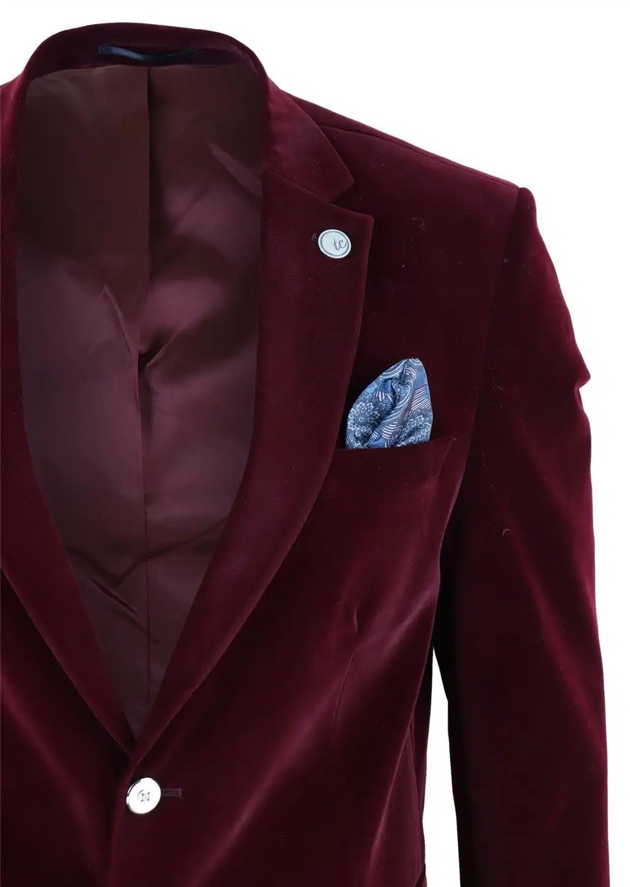 Moški žametni suknjič, suknjič z 2 gumboma, elegantno-ležerni, formalni, krojen kroj - vinsko moder