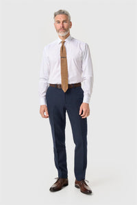 Thomas - Moške hlače iz mornarsko modre mešanice volne in tvida z vzorcem ribje kosti