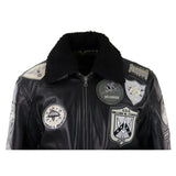 Moška črno-siva jakna Topgun Maverick, pilotska bomber jakna, ameriške značke, črn krznen maček Tom