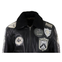 Moška črno-siva jakna Topgun Maverick, pilotska bomber jakna, ameriške značke, črn krznen maček Tom