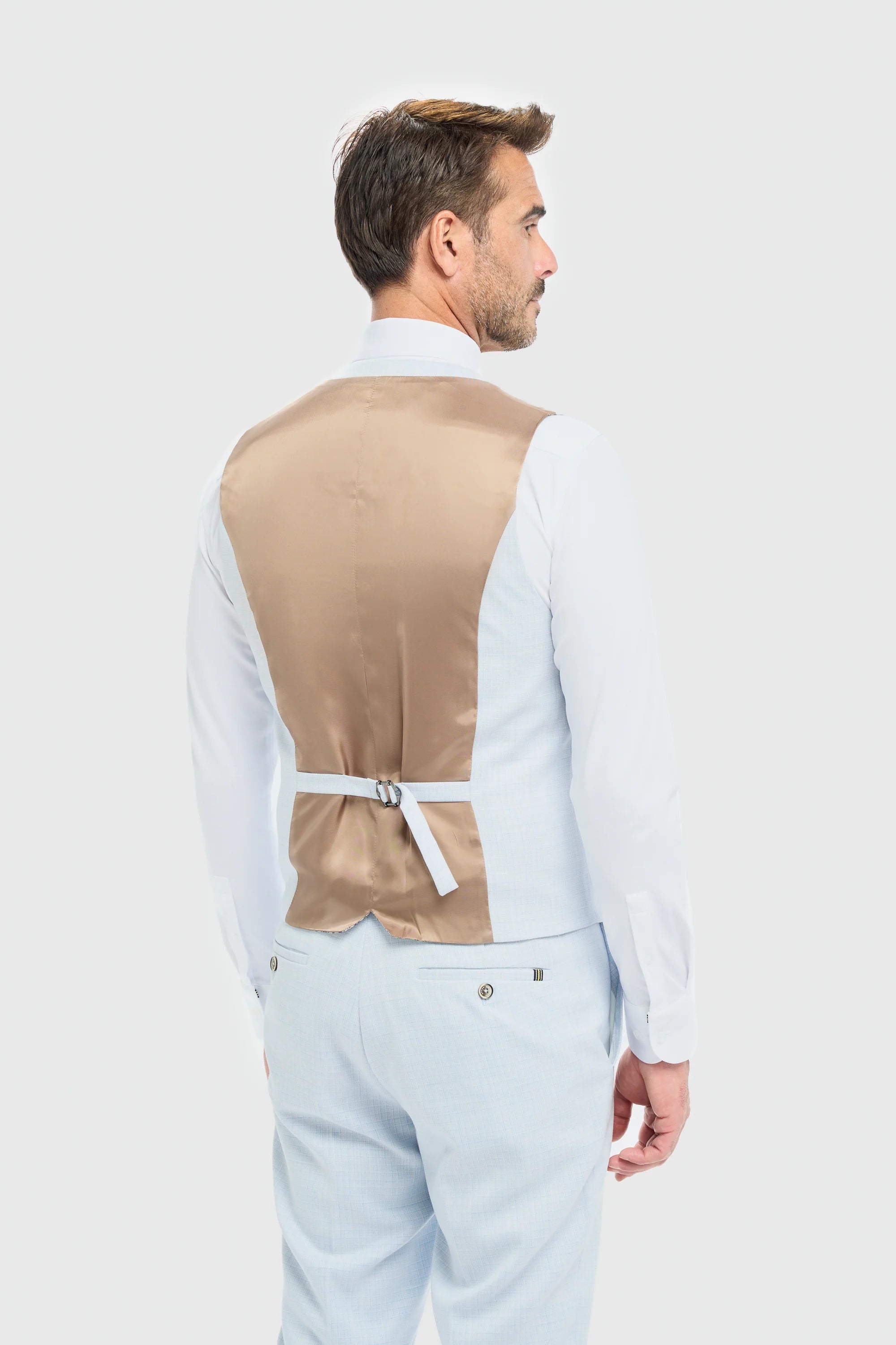 Tropez - Moška 3-delna nebesno modra obleka po meri