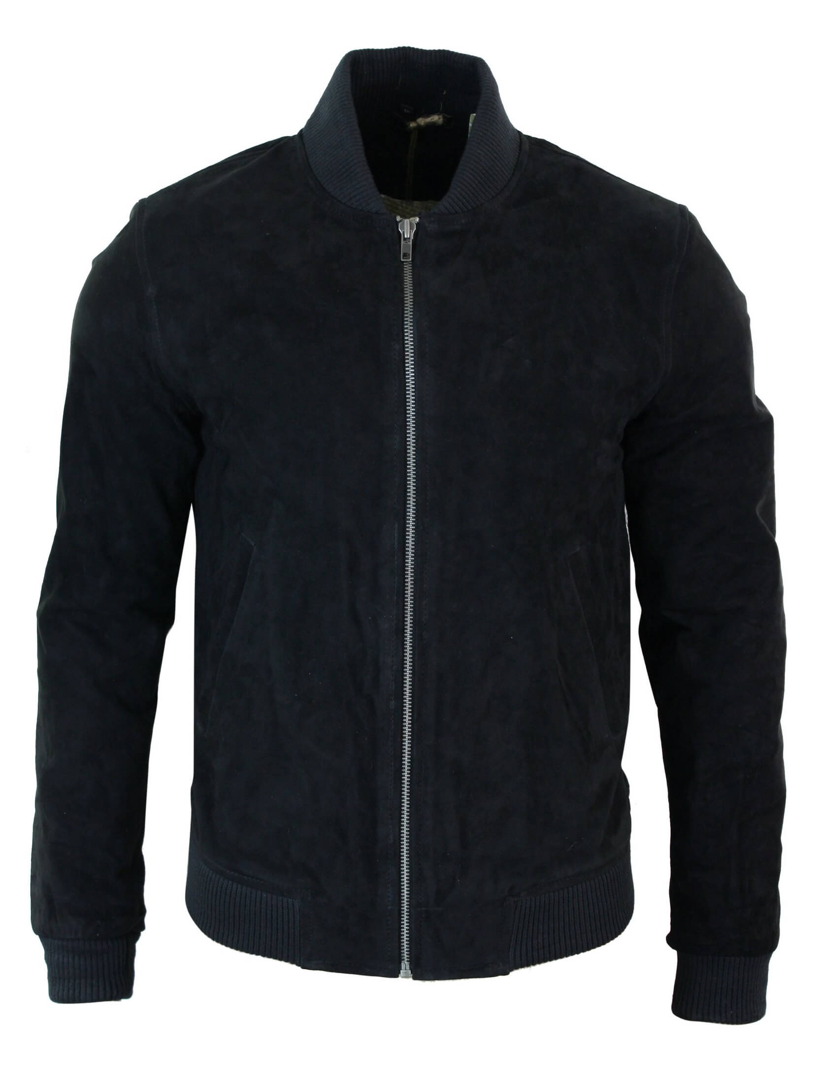 Moška bomber jakna iz pravega semiša, klasična retro vintage, črna