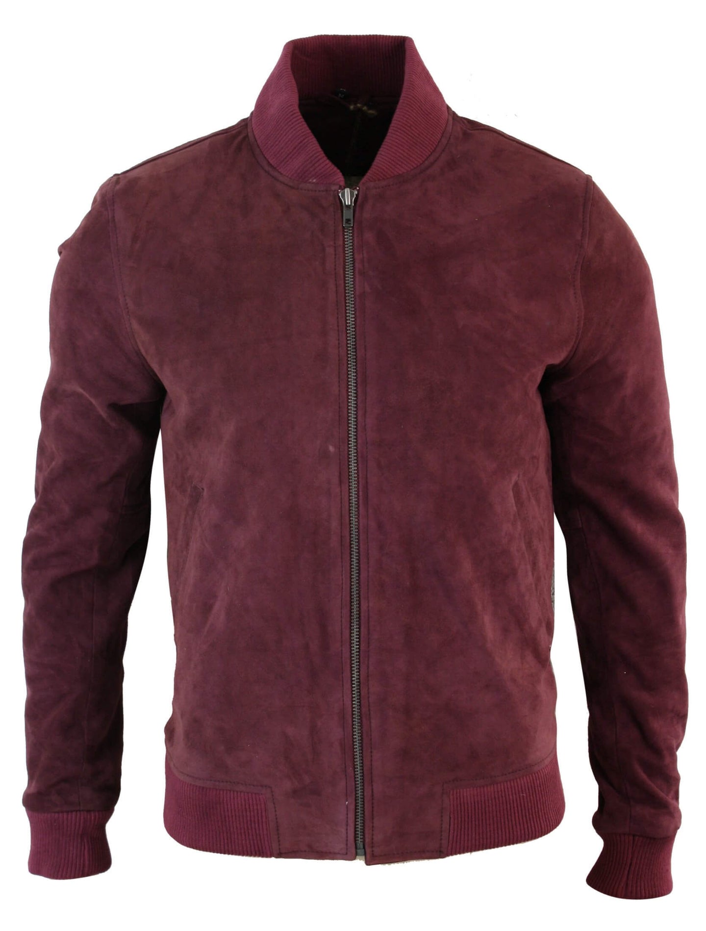 Moška bomber jakna iz pravega semiša, klasična retro vintage, bordo