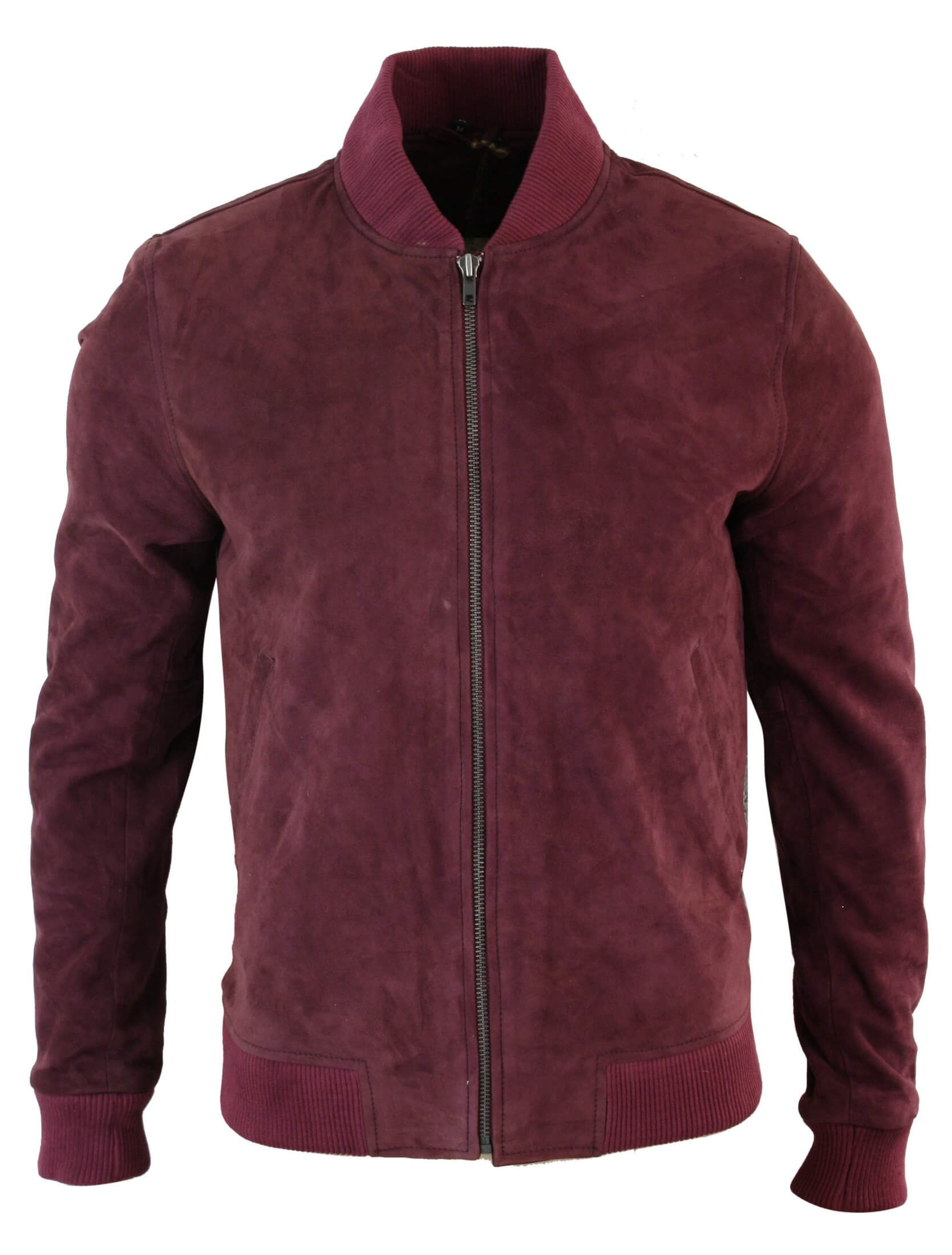 Moška bomber jakna iz pravega semiša, klasična retro vintage, bordo