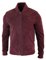 Moška bomber jakna iz pravega semiša, klasična retro vintage, bordo