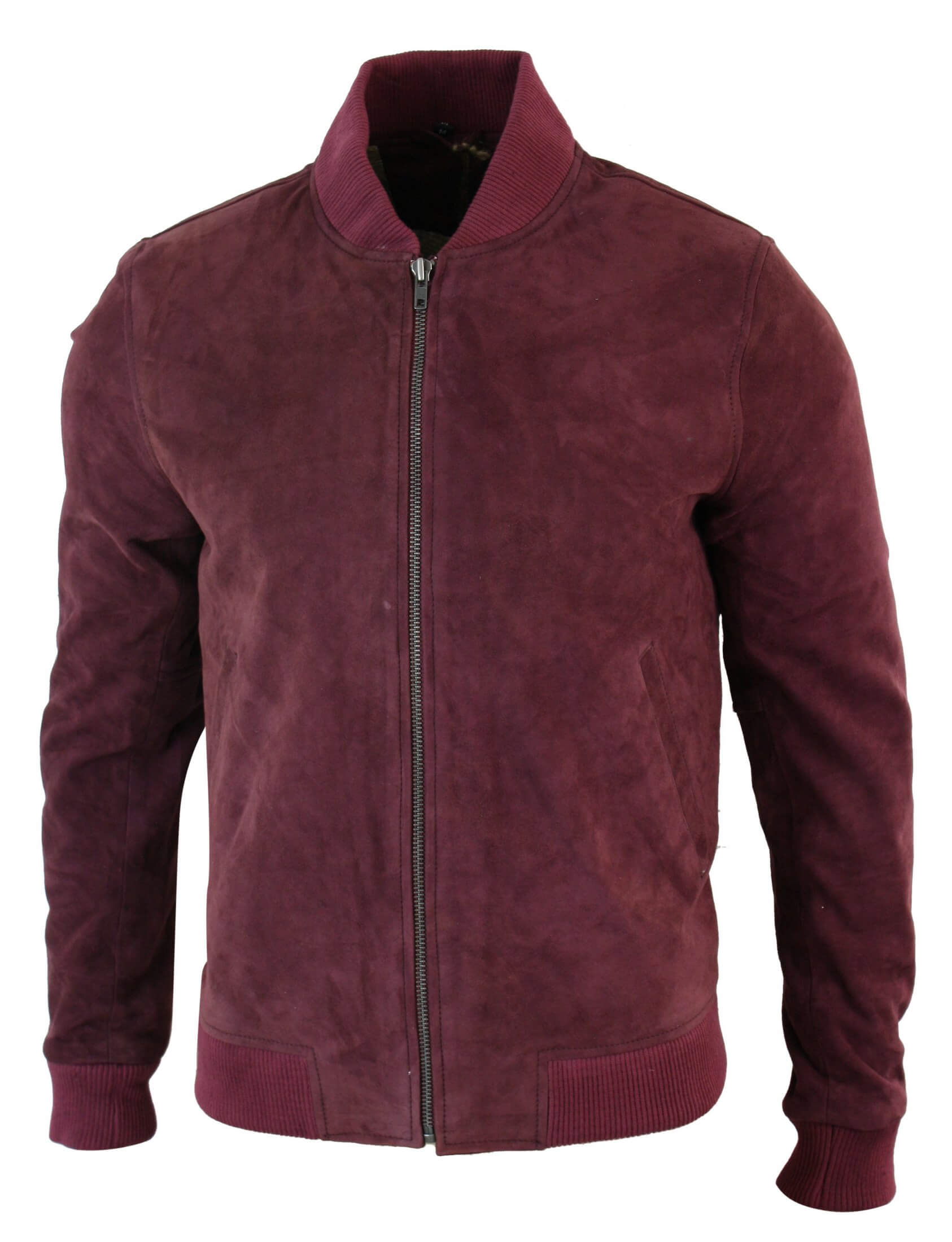 Moška bomber jakna iz pravega semiša, klasična retro vintage, bordo