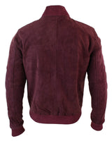 Moška bomber jakna iz pravega semiša, klasična retro vintage, bordo