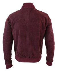 Moška bomber jakna iz pravega semiša, klasična retro vintage, bordo