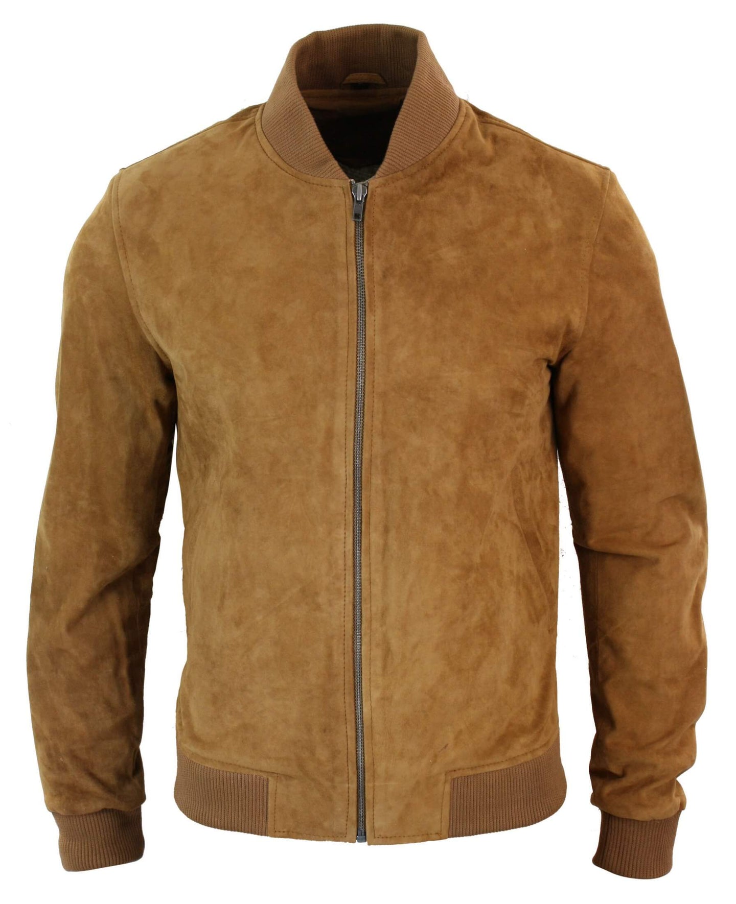 Moška bomber jakna iz pravega semiša, klasična retro vintage, rjava