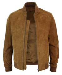 Moška bomber jakna iz pravega semiša, klasična retro vintage, rjava