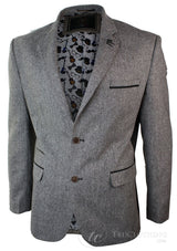 Moški svetlo rjav tvid slim fit blazer v vintage slogu ribje kosti