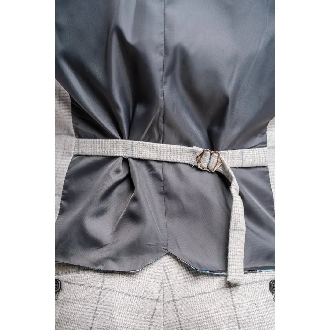 Radika - moški svetlo siv karo telovnik