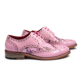 Wolf - moški roza cvetlični brogues s krilatimi konicami