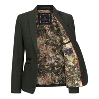 Ženski tvid zelen karo blazer volnen klasičen lovski suknjič vintage 1920 retro