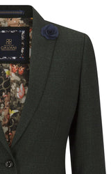 Ženski tvid zelen karo blazer volnen klasičen lovski suknjič vintage 1920 retro