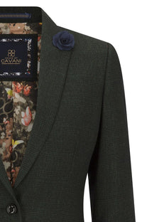 Ženski tvid zelen karo blazer volnen klasičen lovski suknjič vintage 1920 retro