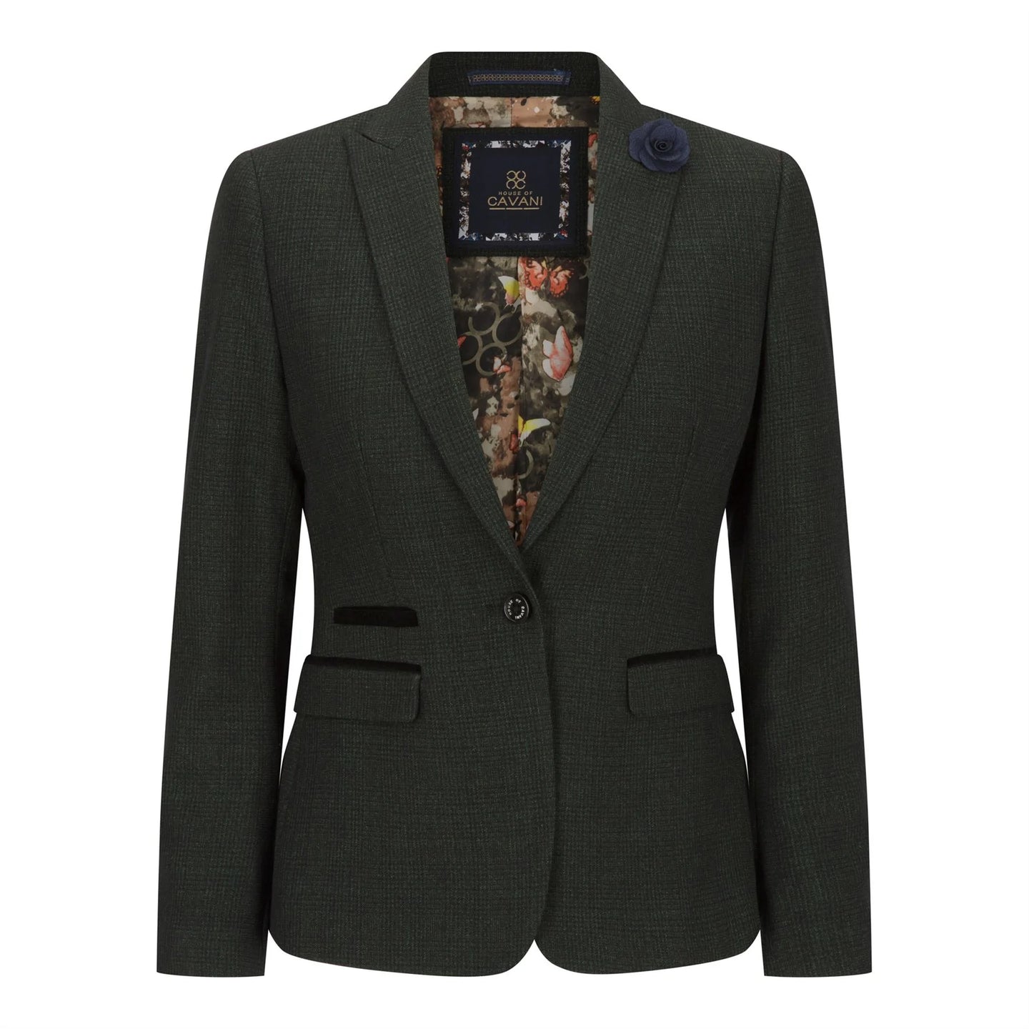 Ženski tvid zelen karo blazer volnen klasičen lovski suknjič vintage 1920 retro