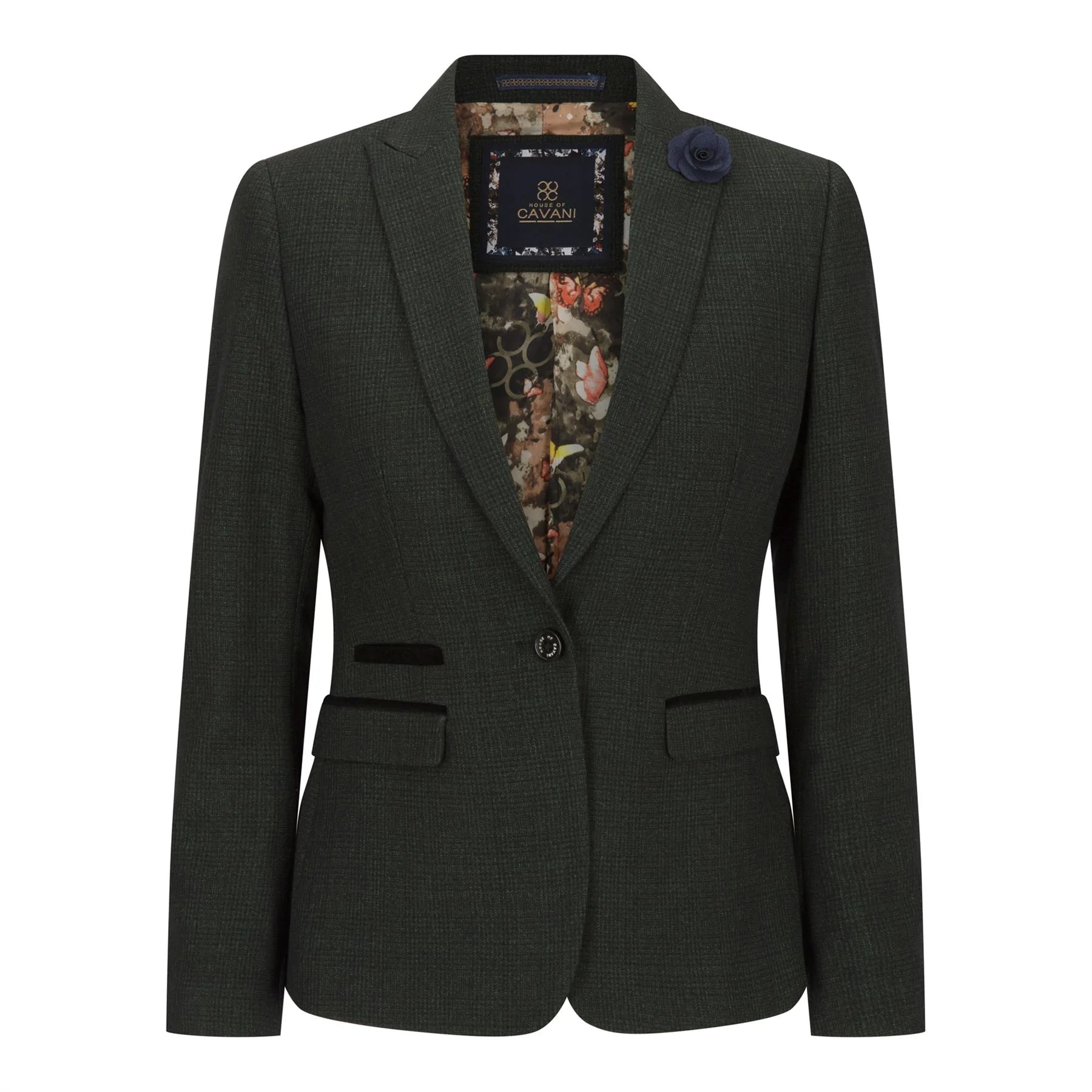 Ženski tvid zelen karo blazer volnen klasičen lovski suknjič vintage 1920 retro