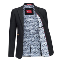 Ženski blazer obleka iz volnenega tvida z našitki na komolcu iz 20. let prejšnjega stoletja, vintage klasična črna