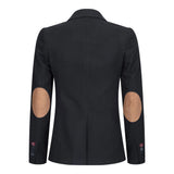 Ženski blazer obleka iz volnenega tvida z našitki na komolcu iz 20. let prejšnjega stoletja, vintage klasična črna