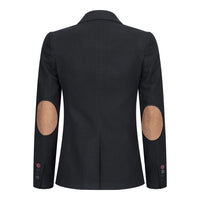 Ženski blazer obleka iz volnenega tvida z našitki na komolcu iz 20. let prejšnjega stoletja, vintage klasična črna