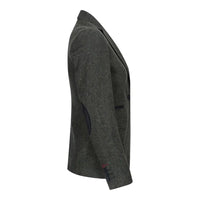 Ženski blazer obleka iz volnenega tvida z našitki na komolcu iz 20. let prejšnjega stoletja, vintage klasična zelena