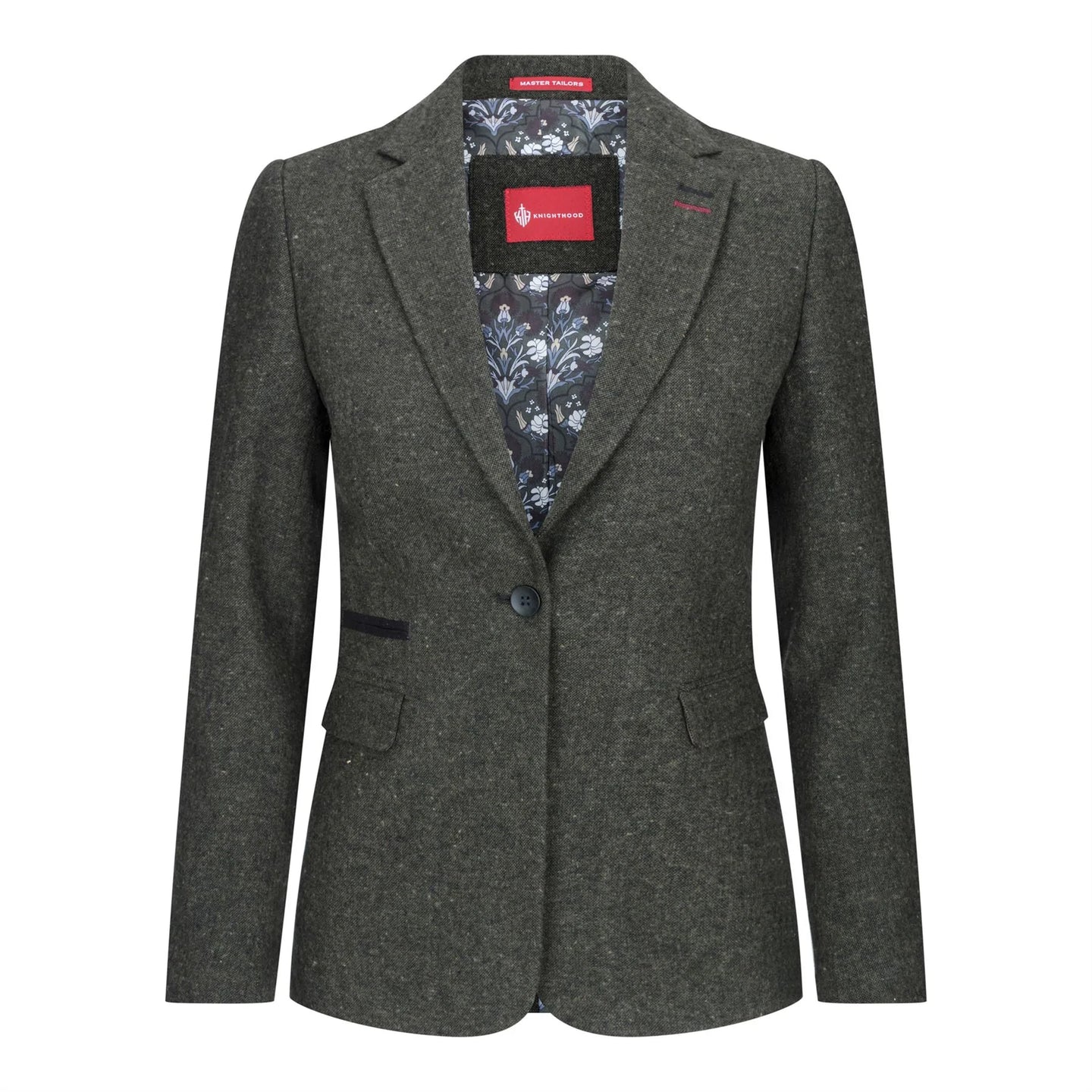 Ženski blazer obleka iz volnenega tvida z našitki na komolcu iz 20. let prejšnjega stoletja, vintage klasična zelena