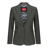 Ženski blazer obleka iz volnenega tvida z našitki na komolcu iz 20. let prejšnjega stoletja, vintage klasična zelena