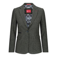 Ženski blazer obleka iz volnenega tvida z našitki na komolcu iz 20. let prejšnjega stoletja, vintage klasična zelena