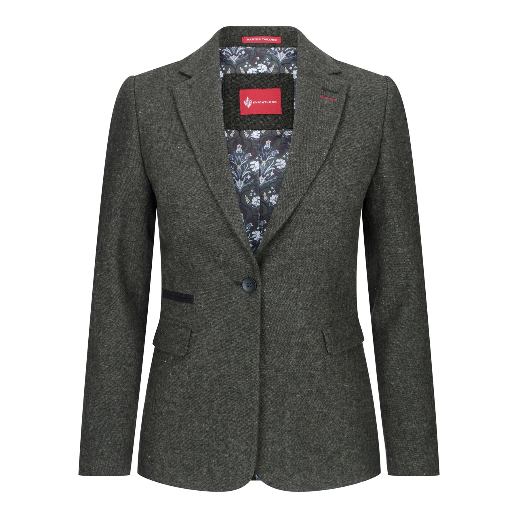 Ženski blazer obleka iz volnenega tvida z našitki na komolcu iz 20. let prejšnjega stoletja, vintage klasična zelena