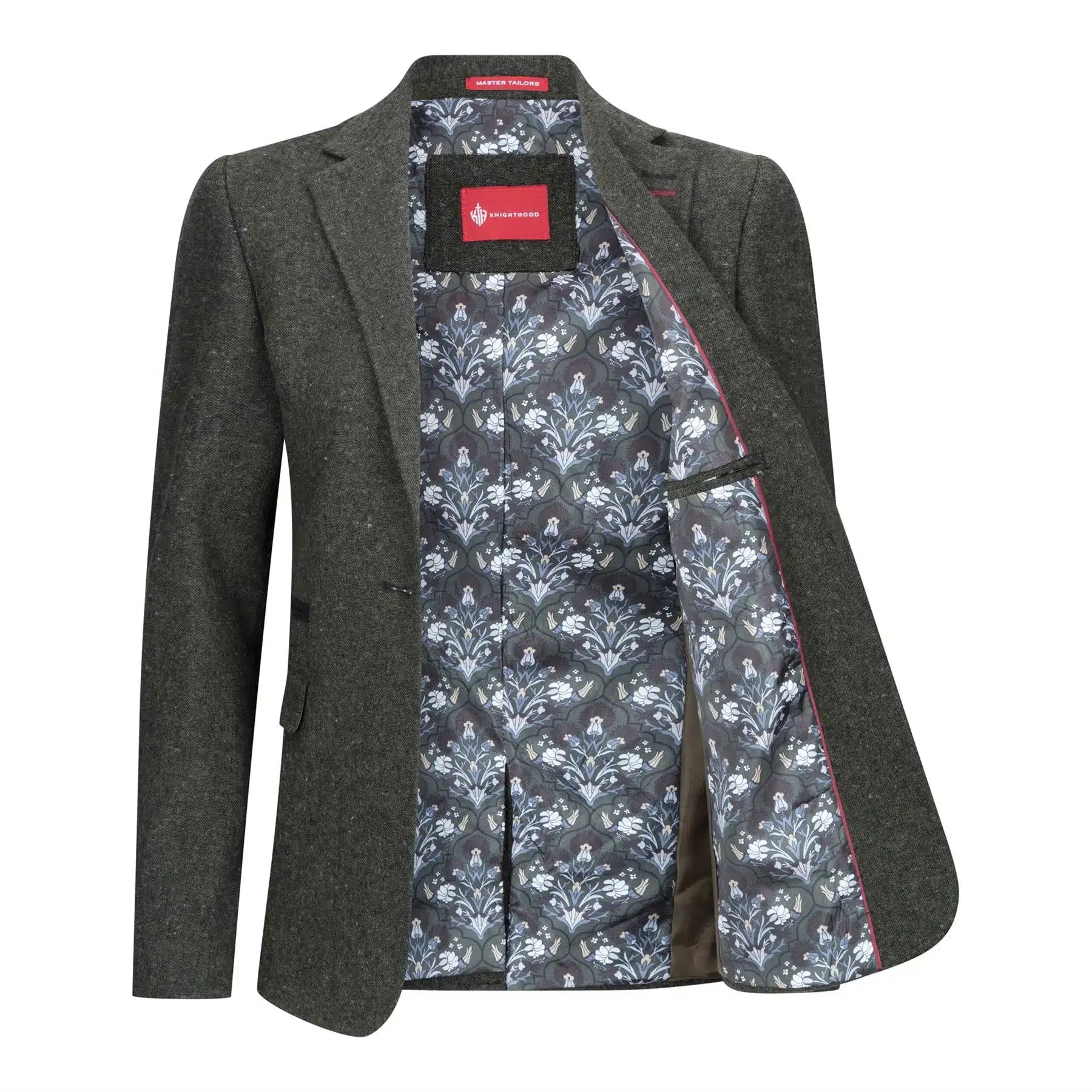 Ženski blazer obleka iz volnenega tvida z našitki na komolcu iz 20. let prejšnjega stoletja, vintage klasična zelena