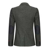 Ženski blazer obleka iz volnenega tvida z našitki na komolcu iz 20. let prejšnjega stoletja, vintage klasična zelena
