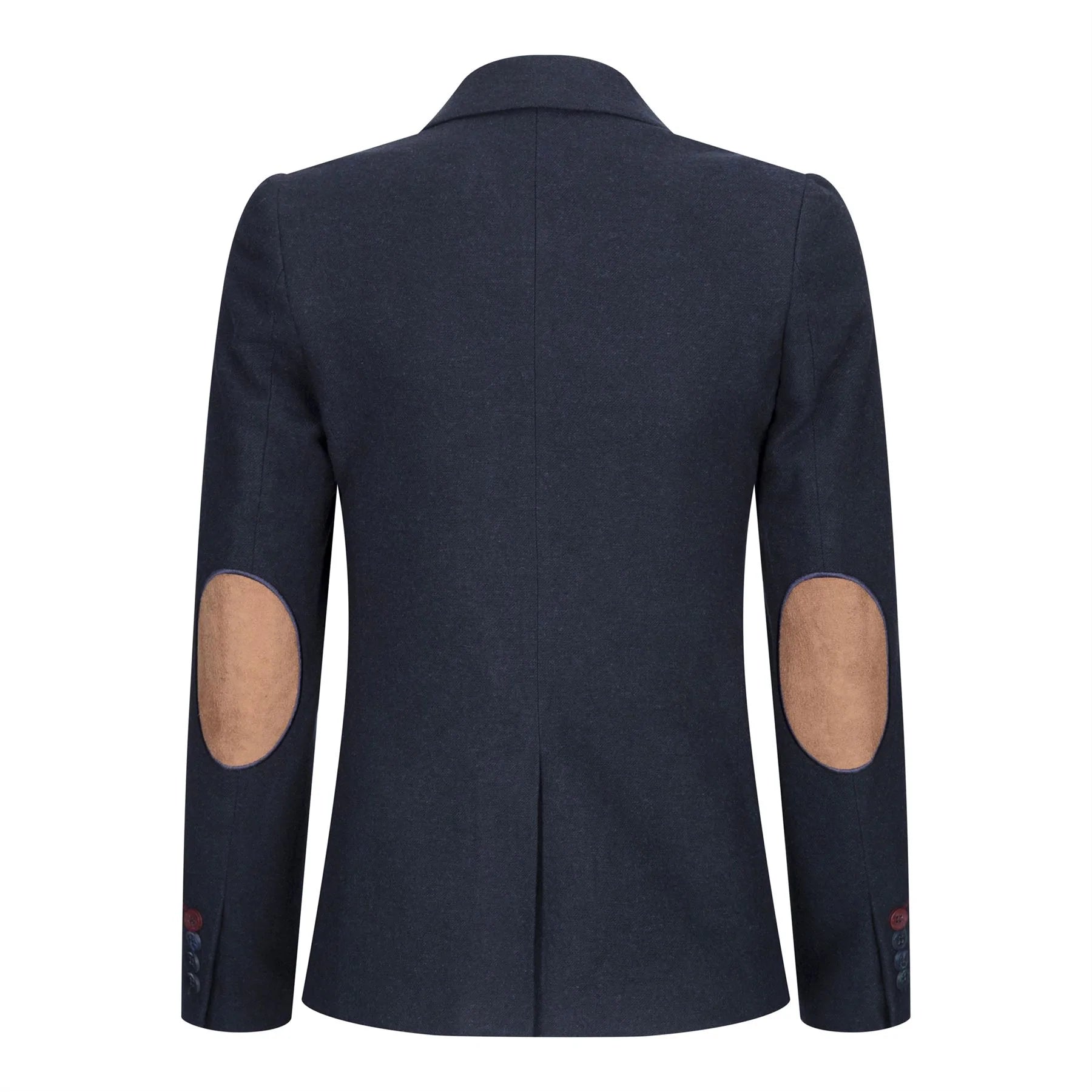 Ženski blazer obleka iz volnenega tvida z našitki na komolcu iz 20. let prejšnjega stoletja, vintage klasična modra