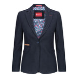 Ženski blazer obleka iz volnenega tvida z našitki na komolcu iz 20. let prejšnjega stoletja, vintage klasična modra