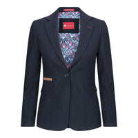 Ženski blazer obleka iz volnenega tvida z našitki na komolcu iz 20. let prejšnjega stoletja, vintage klasična modra
