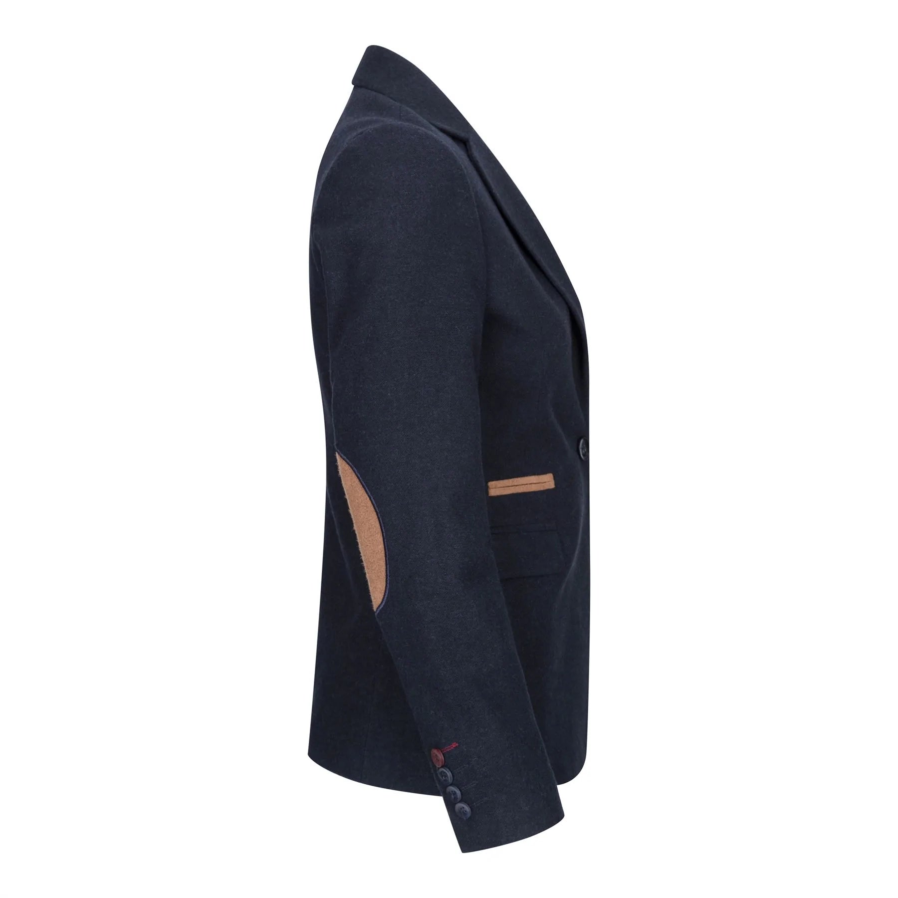Ženski blazer obleka iz volnenega tvida z našitki na komolcu iz 20. let prejšnjega stoletja, vintage klasična modra