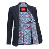 Ženski blazer obleka iz volnenega tvida z našitki na komolcu iz 20. let prejšnjega stoletja, vintage klasična modra