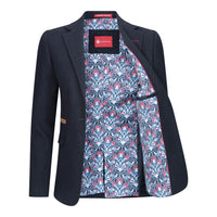 Ženski blazer obleka iz volnenega tvida z našitki na komolcu iz 20. let prejšnjega stoletja, vintage klasična modra