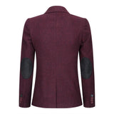 Ženski blazer obleka iz volnenega tvida z našitki na komolcu iz 20. let prejšnjega stoletja, vintage klasična bordo barva