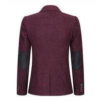 Ženski blazer obleka iz volnenega tvida z našitki na komolcu iz 20. let prejšnjega stoletja, vintage klasična bordo barva