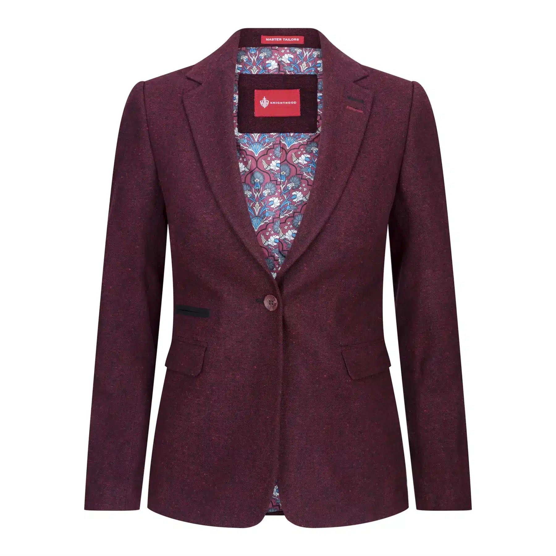 Ženski blazer obleka iz volnenega tvida z našitki na komolcu iz 20. let prejšnjega stoletja, vintage klasična bordo barva