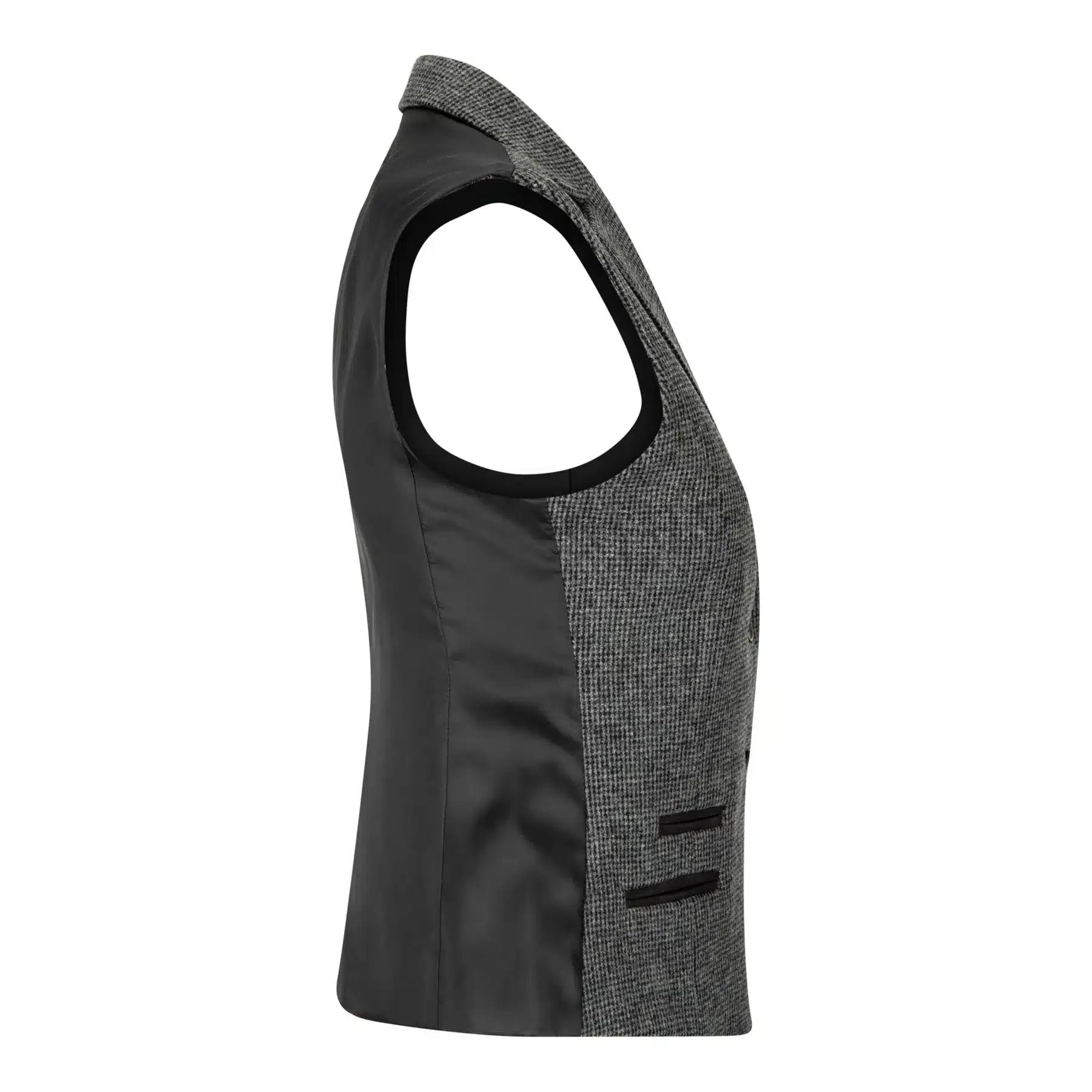 Ženski siv tvid telovnik z vzorcem ribje kosti, krojen kroj iz 20. let prejšnjega stoletja, vintage retro