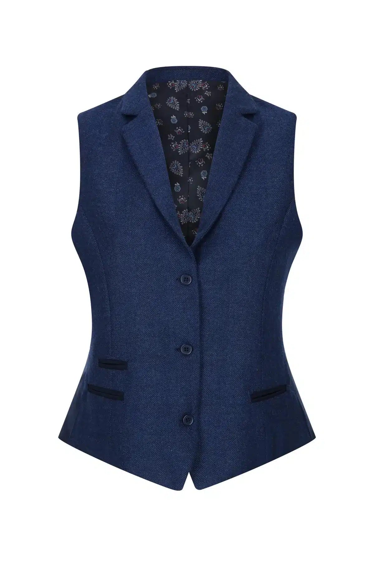 Ženski tvid telovnik z vzorcem ribje kosti, temno moder, vintage, klasični Gatsby Blinders iz 20. let prejšnjega stoletja