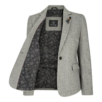 wsn03 - Ženski tvid siv blazer suknjič Elow Patch Peaky 1920s