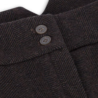 Ženske tvid hlače z vzorcem ribje kosti, rjave, vintage krojene, klasične elegantne, iz 20. let prejšnjega stoletja