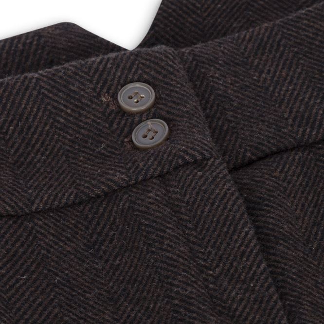 Ženske tvid hlače z vzorcem ribje kosti, rjave, vintage krojene, klasične elegantne, iz 20. let prejšnjega stoletja