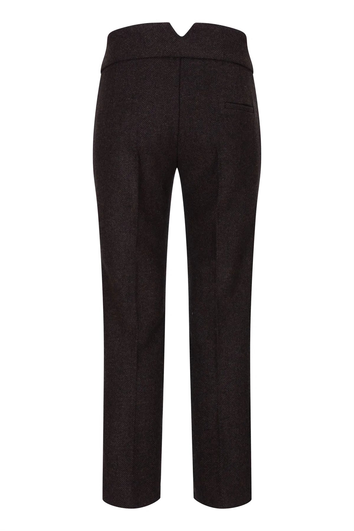 Ženske tvid hlače z vzorcem ribje kosti, rjave, vintage krojene, klasične elegantne, iz 20. let prejšnjega stoletja