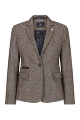 Ženski blazer, vintage blinderji iz 20. let prejšnjega stoletja, rjav, ribja kost, krojen kroj