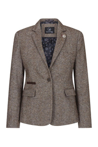 Ženski blazer, vintage blinderji iz 20. let prejšnjega stoletja, rjav, ribja kost, krojen kroj